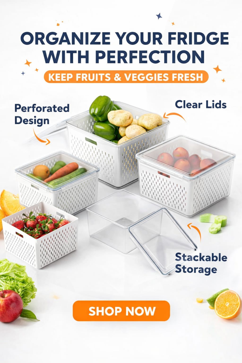 4-Piece Fridge Storage Set