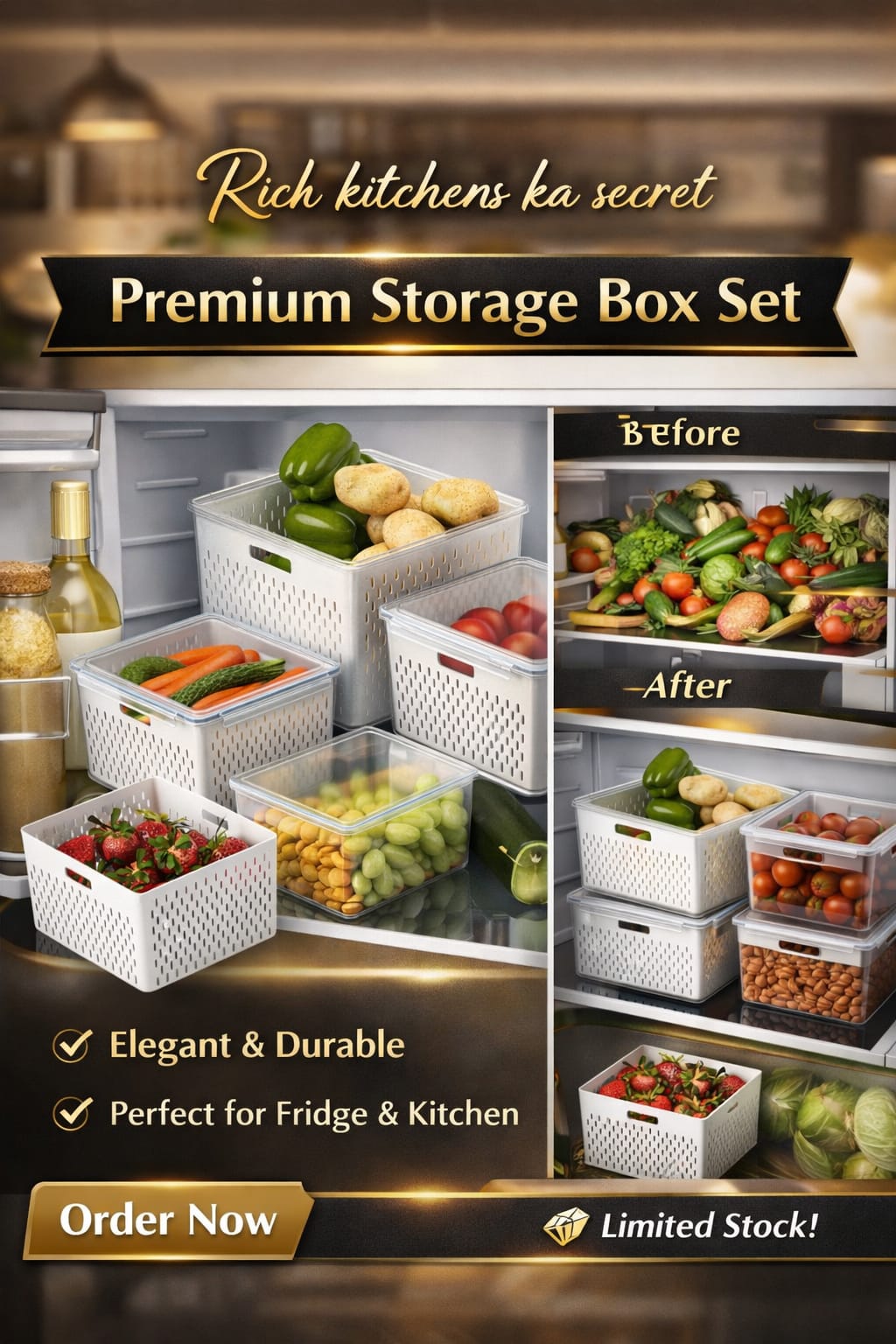 4-Piece Fridge Storage Set